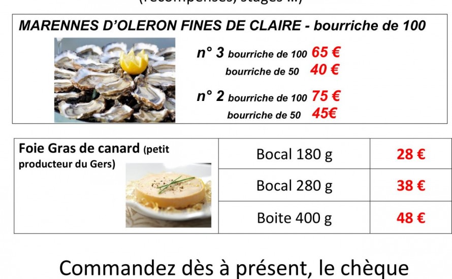 Ventes huîtres et foie gras